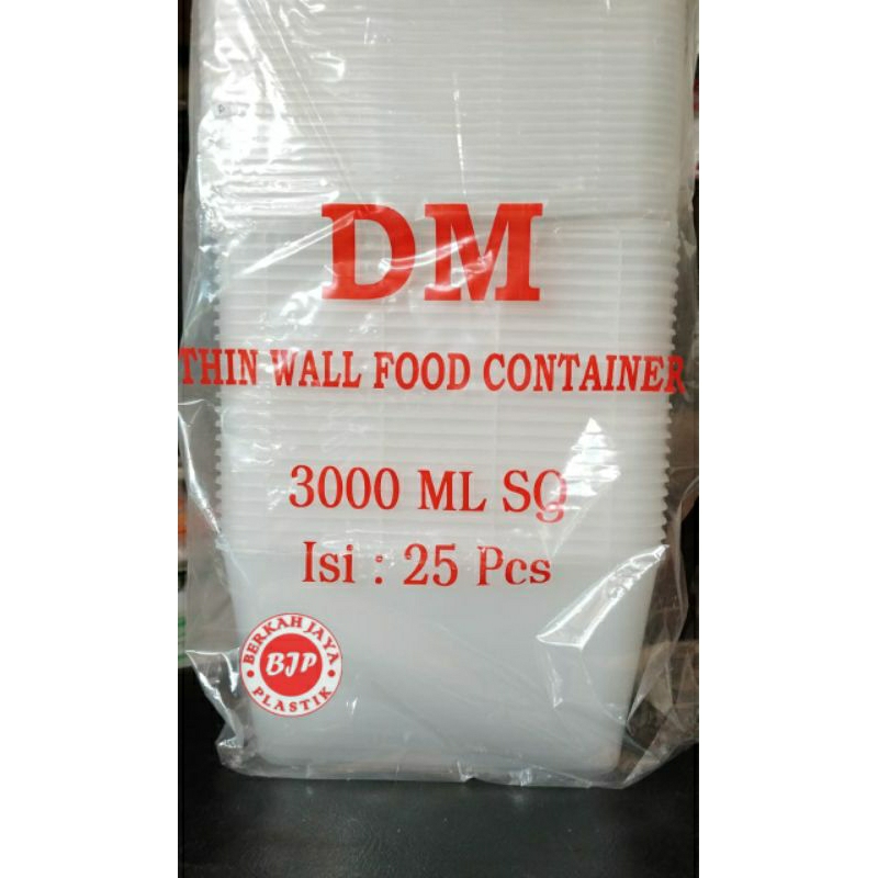 Thinwall box persegi DM 3000 ml / kotak makan DM 3000 ml