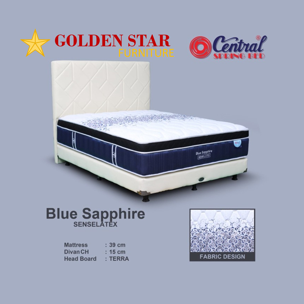 Springbed Central Gold Blue Sapphire Pocket Bed Set headboard Terra