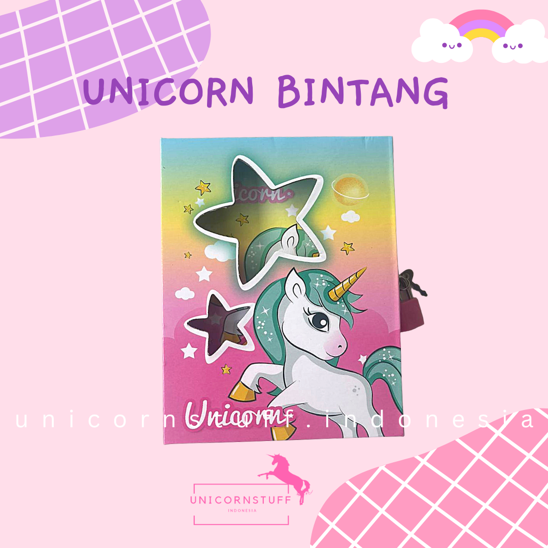 DIARY UNICORN GEMBOK NOTEBOOK BUKU TULIS ANAK CATATAN KADO HADIAH CEWEK