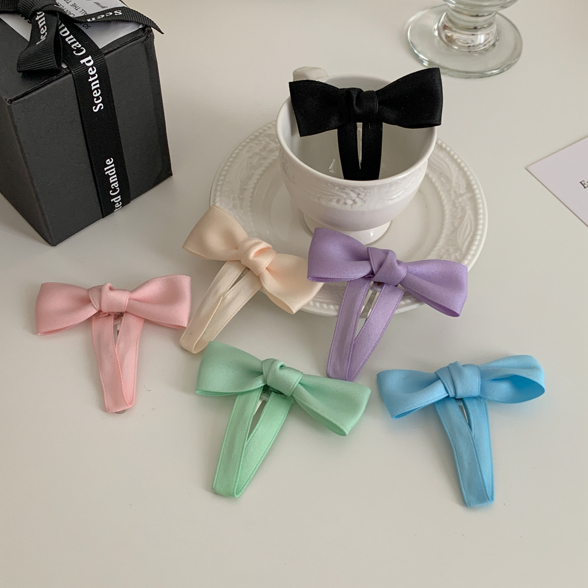 PREMIUM CANDY COLOR SATIN BOW HAIR CLIP CUTE GIRL BANGS BB BOBBY PIN JEPIT RAMBUT PONI WARNA SOFT LEMBUT PITA RIBBON KPOP KOREA KOREA AKSESORIS JEPITAN KECIL HIGH QUALITY GIRL GIRLY ANAK WANITA FAIRY