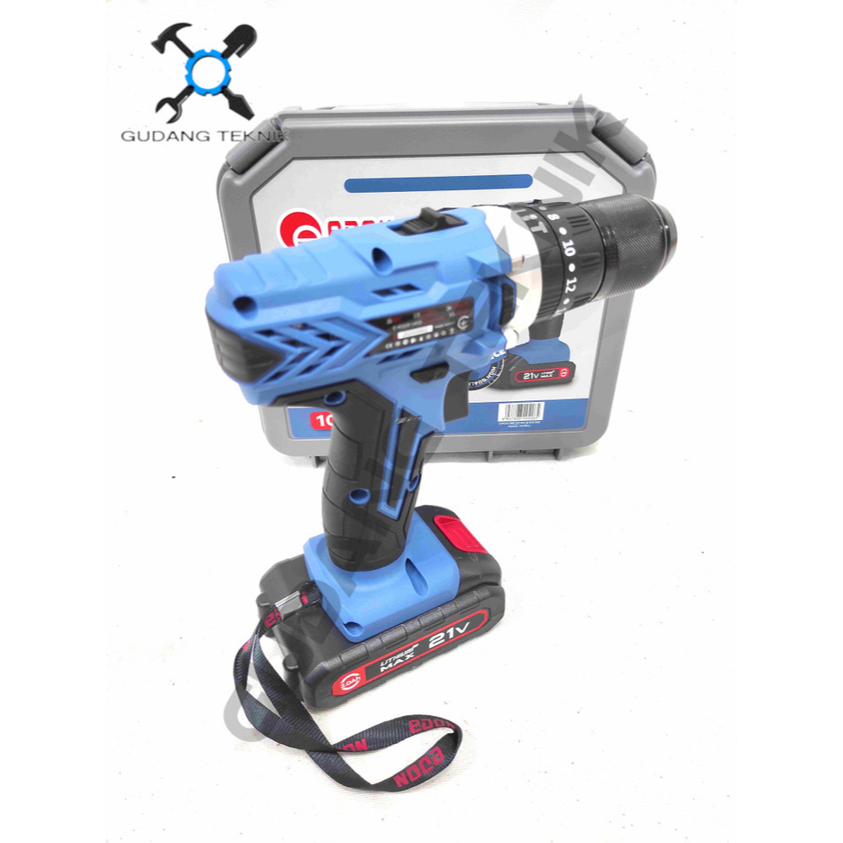 Mesin Bor Tangan Cas BATERAI 21V LV3-2110 EDON / CORDLESS Impact Drill Charger 21Volt LV3 2110 EDON