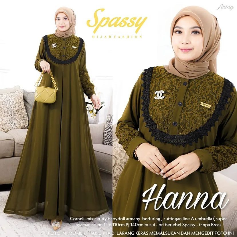 Baju Dress / Gamis maxi Hanna Renda Terbaru Pakaian wanita 7 varian Warna terlaris Baju Kondangan 2023 gamis sage trend