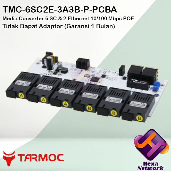 Tarmoc TMC-6SC2E-3A3B-P|6FO 2Lan 10/100 POE(5-24V) Media Converter PCB