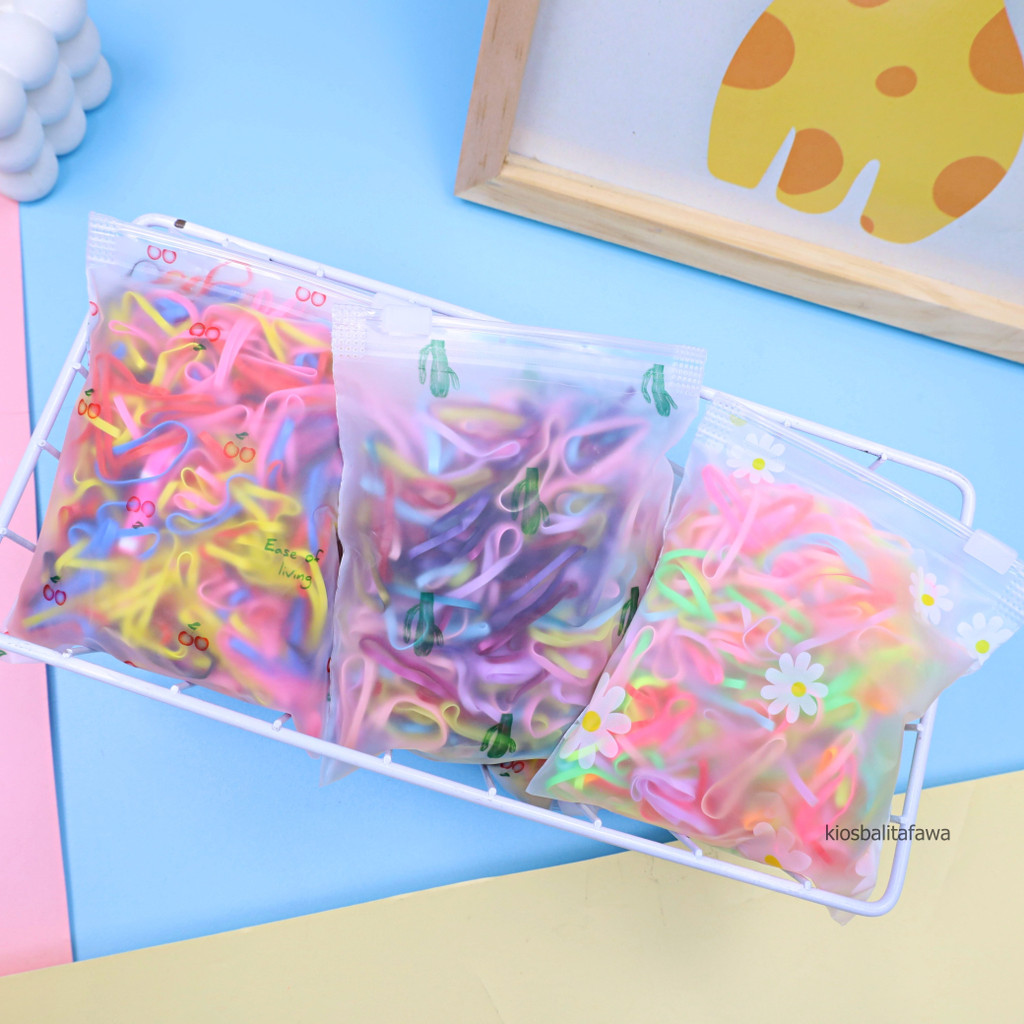 (ISI 1000) Karet Jepang Anak Perempuan Ikat Rambut Kuncir Kunciran / Import Aksesoris Rambut Hair Tie Balita Bayi Warna Warni Mini Babycinnamon