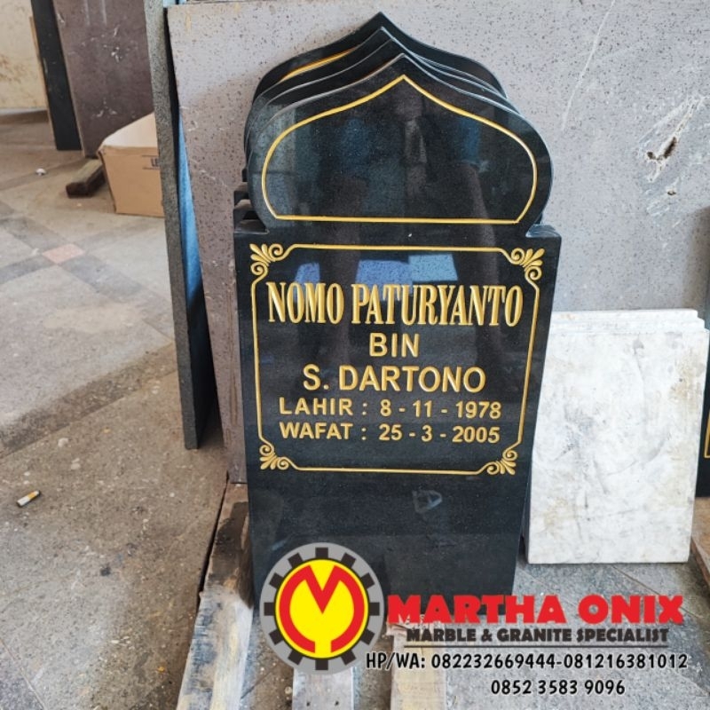 Batu Nisan Maesan Marmer Tancap Patok & Makam Marmer Hitam Berkualitas