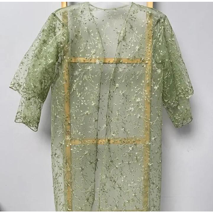 OUTER DRESS BAHAN BRUKAT TILE MERAH MOTIF AKAR KEKINIAN ELEGAN OUTER PERPISAHAN, PESTA, OUTER BRIDES