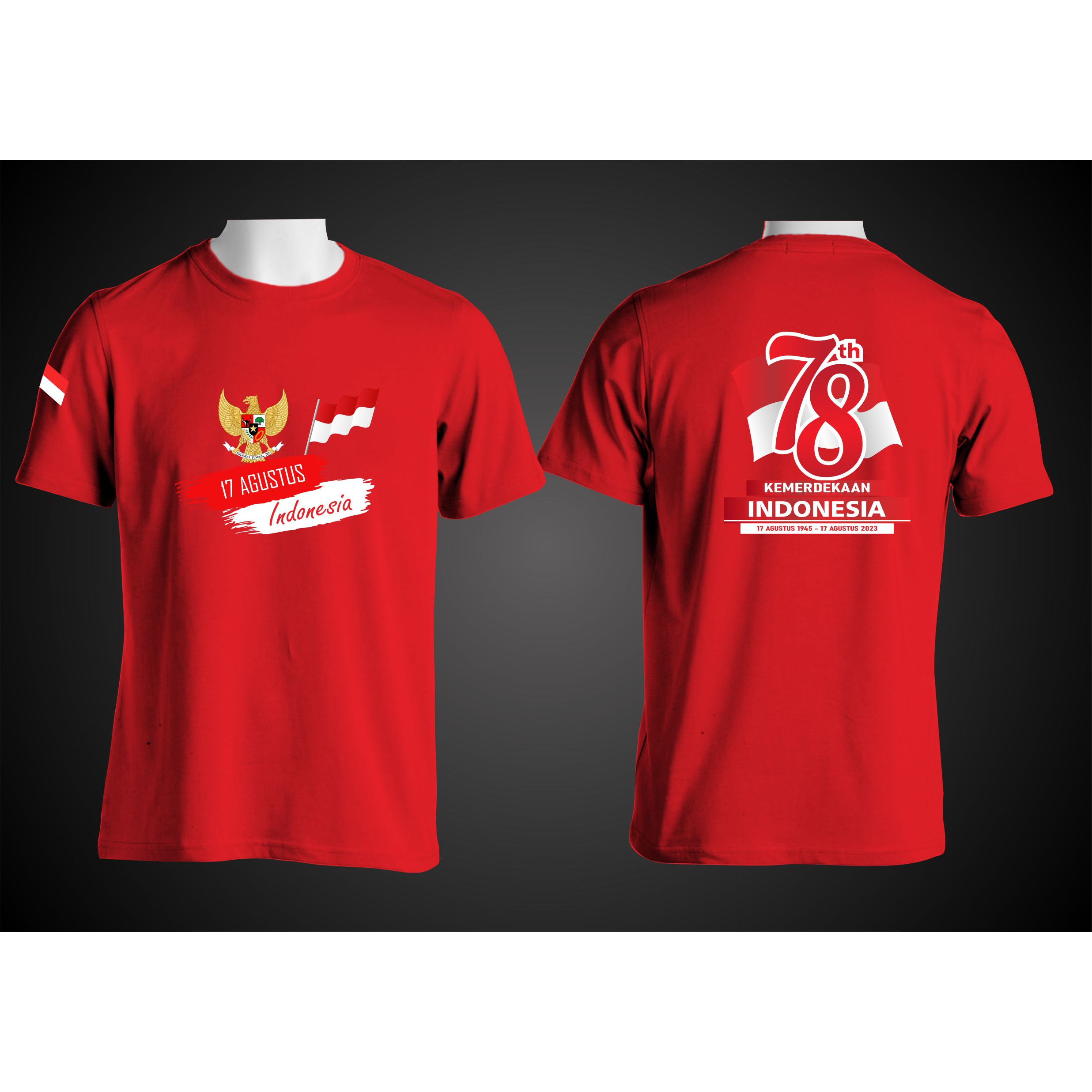 KAOS MERAH PUTIH EDISI 17 AGUSTUS 1945 PRIA DAN WANITA