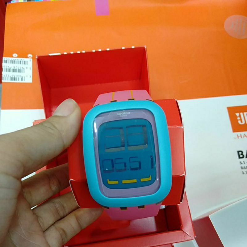 Swatch Touchscreen Jam Tangan Karet SURS103 Peche Melba Original