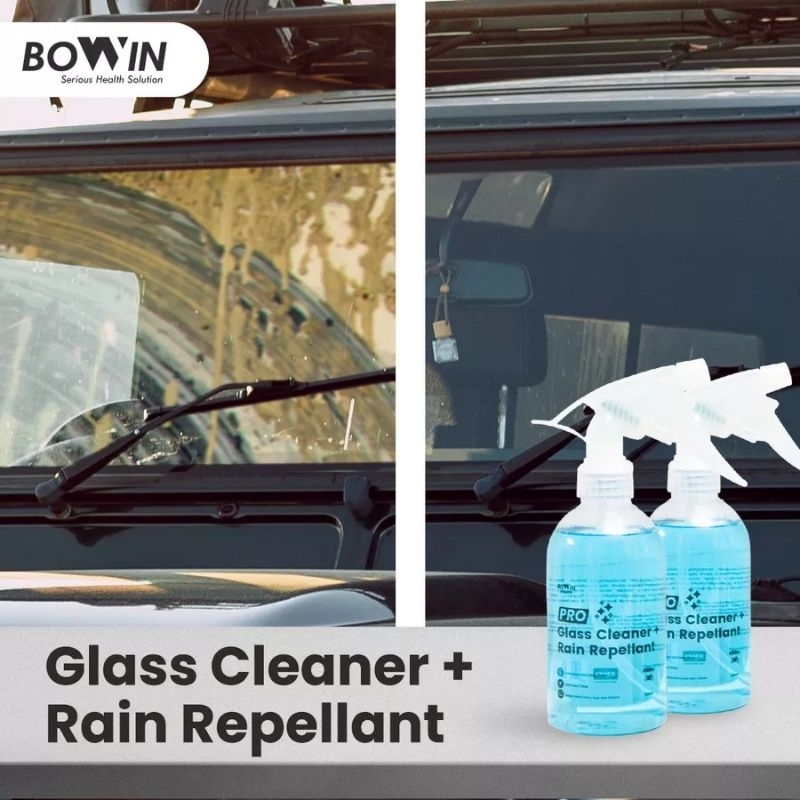 Bowin Glass &amp; Repellant, Pembersih Kaca, Anti Jamur, Anti Air hujan / Efek daun talas