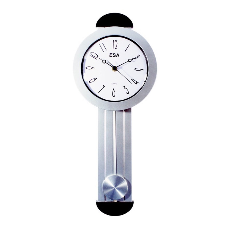 Jam dinding bandul classic simple elegan silver esa besar 54cm