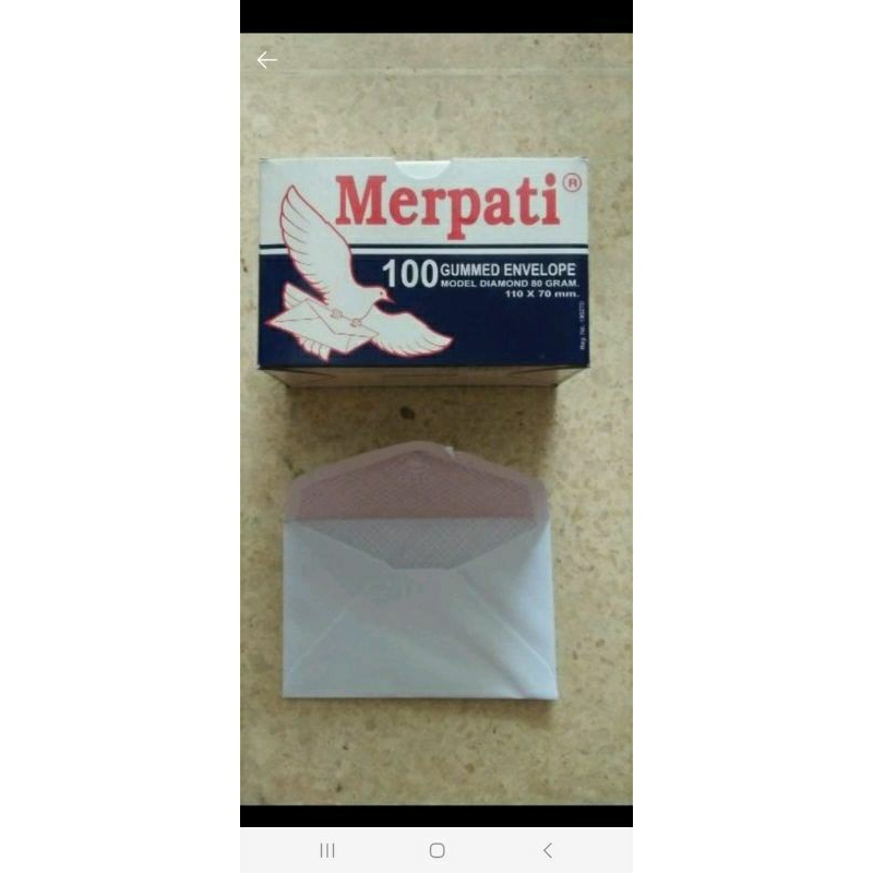 

Amplop merpati model diamond 80gram 110:x70 isi 100pcs