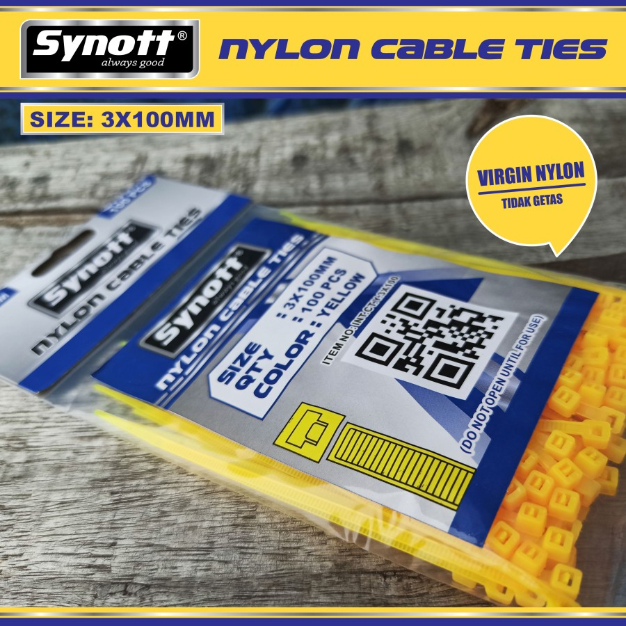 Kabel Tis 100 mm x 3 mm Synott Cable Ties Kuning isi 100 pcs