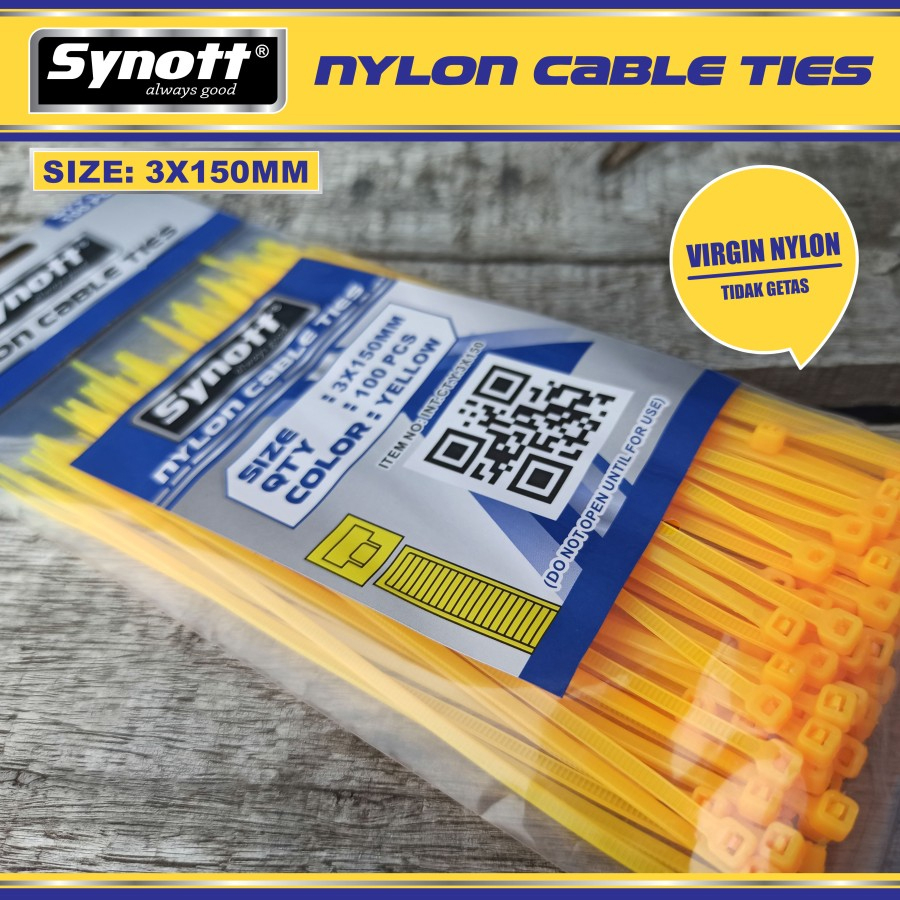 Kabel Tis 150 mm x 3 mm Synott Cable Ties Kuning isi 100 pcs