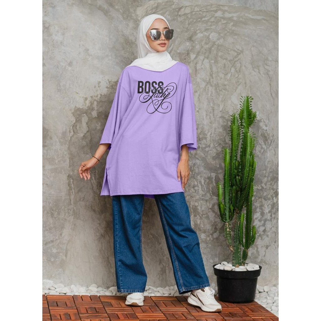 KAOS OVERSIZE TOP HIJAB WANITA BASIC BOSS / OVERSIZE SLIT BLOUSE