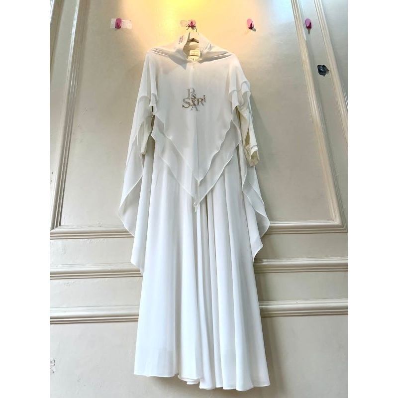 Raudhah Syari Ori Poppy Syari.. Gamis Syari Kualitas Premium.. Gamis Putih Mewah