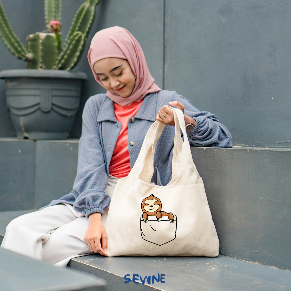 Sevine Tote Bag Kanvas Bonnie Tas Aesthetic Wanita Kuliah Fashion Laptop Sekolah Totebag Vintage Series - XD