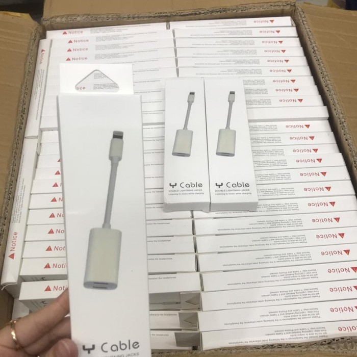 Double Lightning Jacks Converter 2 in 1 Y Cable for Iphone