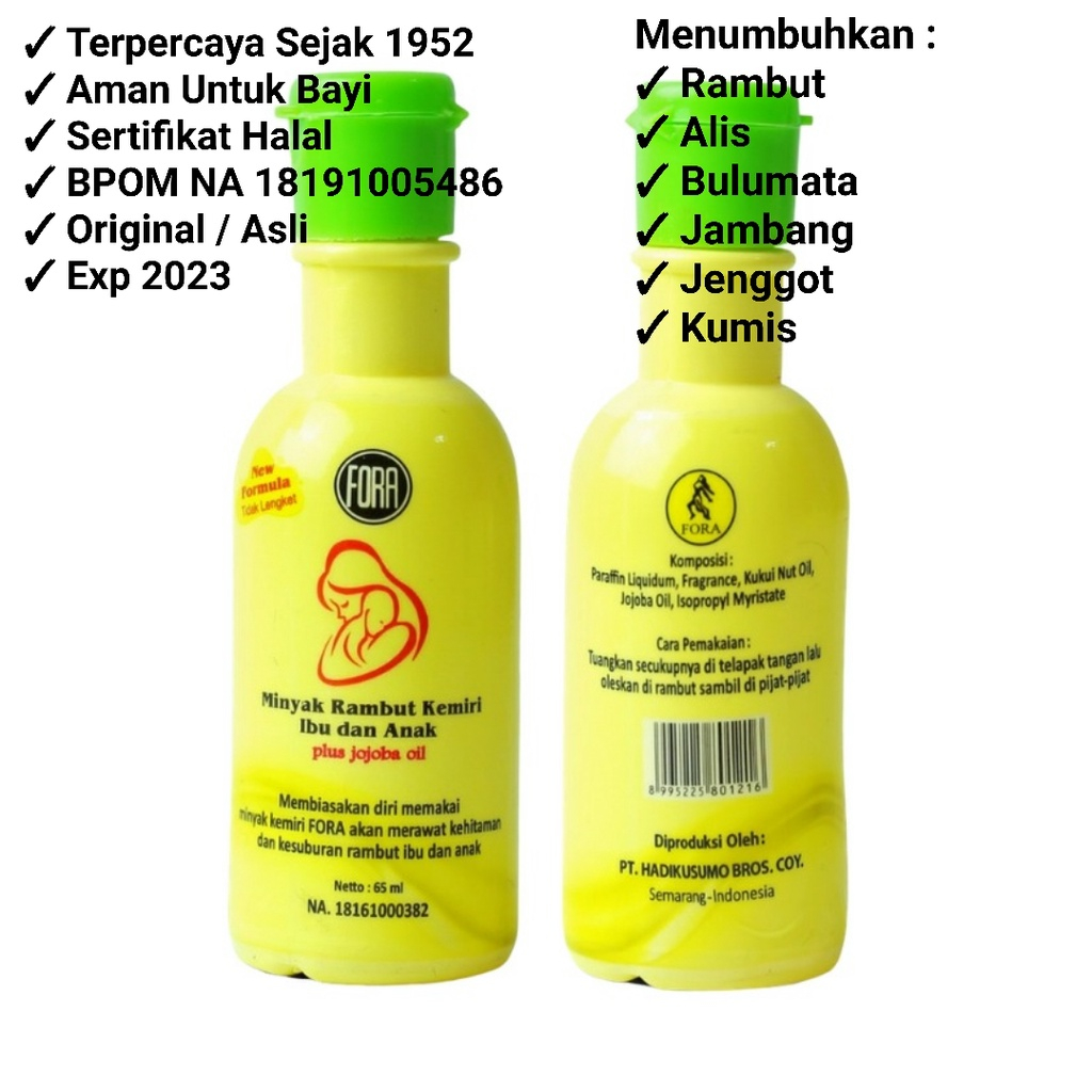 Promo Fora Minyak Rambut Minyak Rambut Kemiri Ibu dan Anak 65 ml ORIGINAL