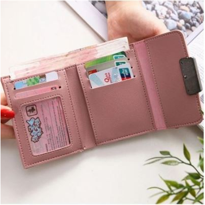 Dompet Trendy Korea Wanita Lipat IMPORT Fashion Tas Mini Wallet Kecil Kulit Cewek Pendek Polos Murah [MF]