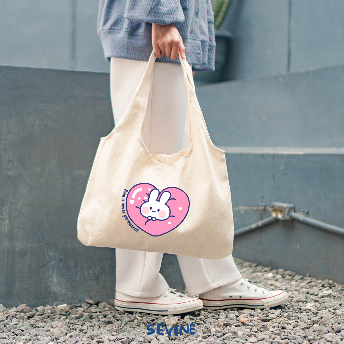 Sevine Tote Bag Kanvas Bonnie Tas Wanita Aesthetic Kuliah Fashion Laptop Sekolah Totebag Vintage Series - XF