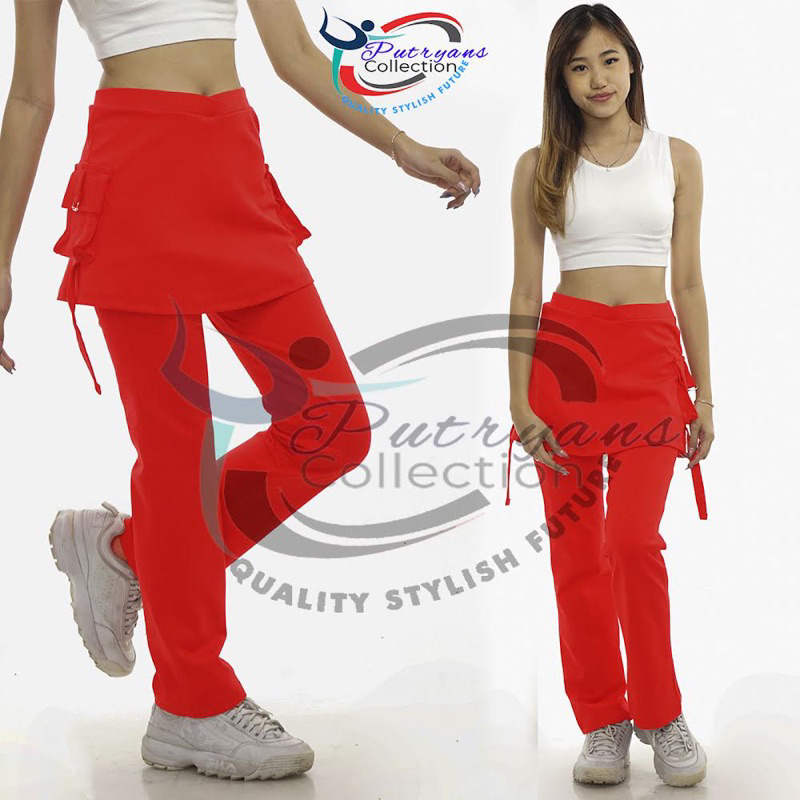 Celana Senam Rok Kantong Merah/COD/Bayar Ditempat