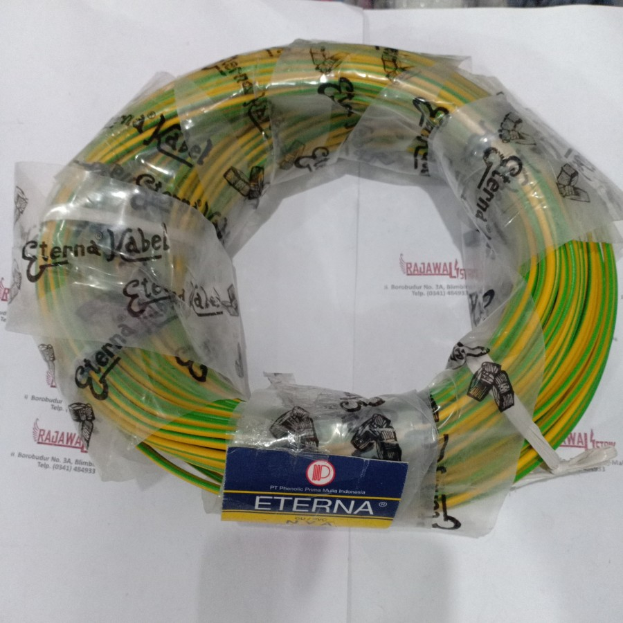kabel NYA 1.5mm 50m eterna hijau kuning kabel tunggal engkel kawat
