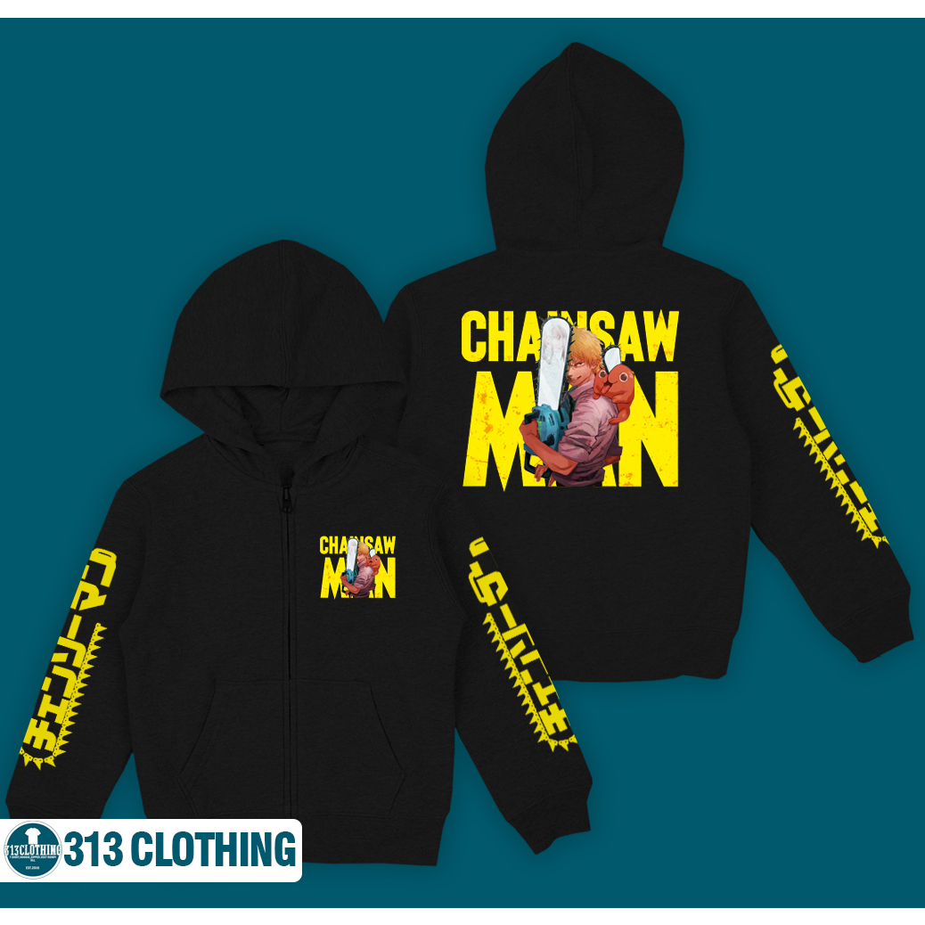 Jaket Hoodie Zipper Anak Chainsaw Man Pochita Hoodie Anak Chainsaw Man