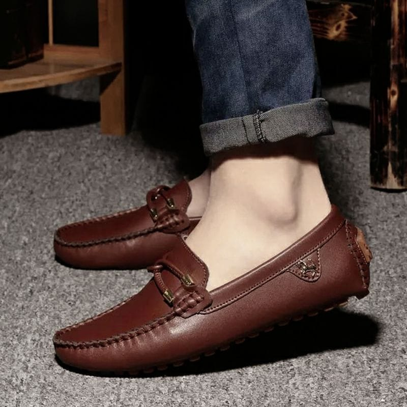 Sepatu Kulit Pria Asli Casual Anak Laki Laki Dewasa Slip On Pakalolo Murah Tali Kerja Kantor Formal Gaya Slop Pria