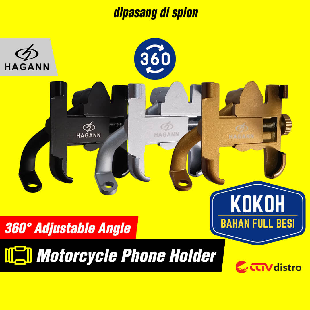 Holder HP Sepeda Motor Full Besi / Tempat Handphone Untuk Di Spion / Dudukan Pegangan Phone Stand Garansi 1 Tahun HAGANN SHO-1001