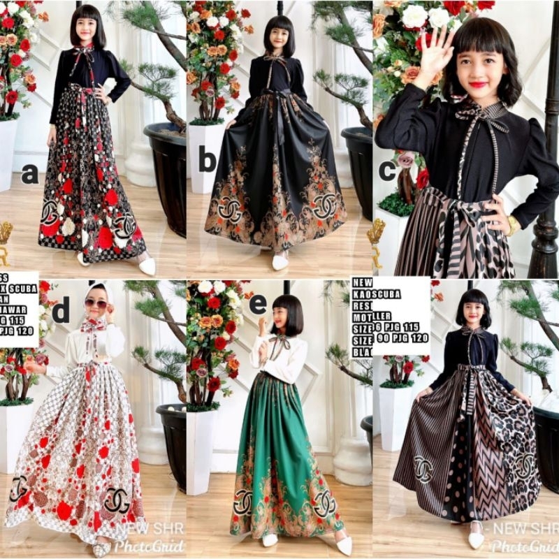 T868 NEW MAXI DRESS ANAK JAMET ANAK RAJUT MIX SCUBA WANITA MUSLIMAH KEKINIAN VIRAL ORIGINAL REAL PIC