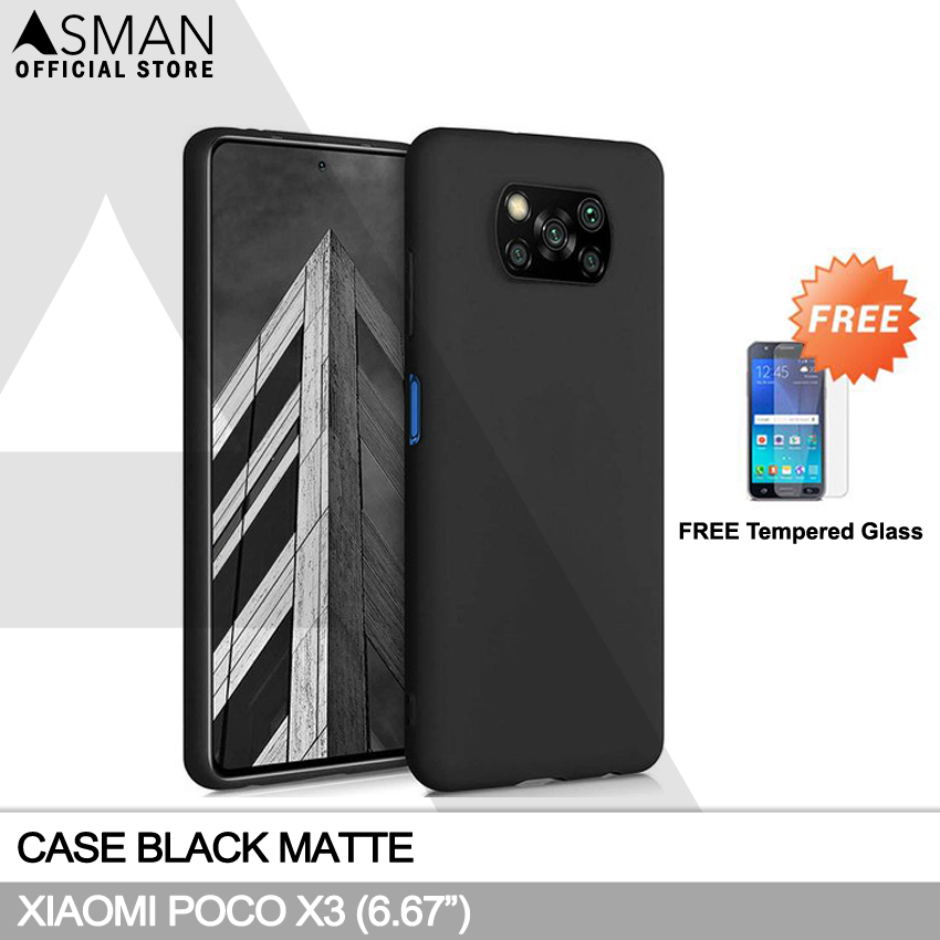 Ultraslim Xiaomi Poco X3 (6.67&quot;) | Soft Case Black Matte + FREE Tempered Glass