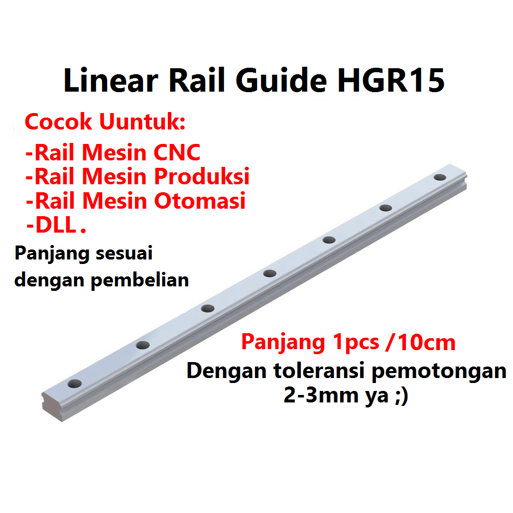 [HAEBOT] Linear Guide Rail HGR15 HGR 15 15mm 10cm Rel CNC Laser CO2 Router Milling Plasma HGH15 Motion Industri Full Triplek Mesin Mekanik Otomasi