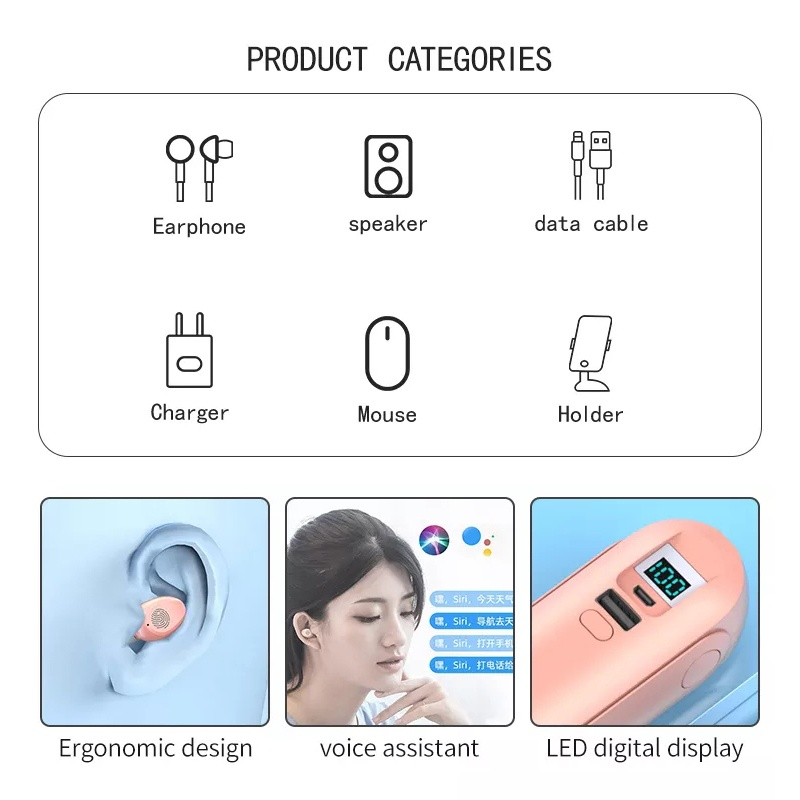 【COD】Viqoo Bluetooth Earphone with F7 Earbuds Dan Mini Fan Dan Flashlight Dan PowerBank 2000Mah Headset LED Kipas Powerbank 4 In 1 - T64