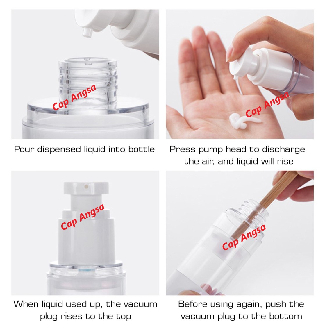 BOTOL VAKUM AIRLESS PUMP VACUUM BOTTLE SANITIZER SKINCARE SERUM TRAVEL REFILL KOSMETIK PLASTIK PRESS