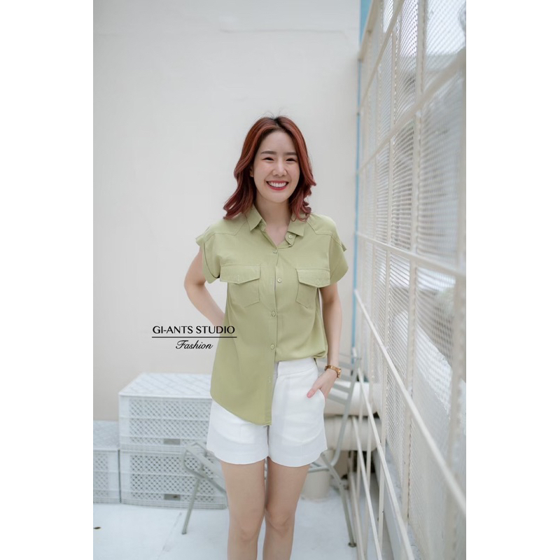 KEMEJA GIANTS BASIC BLOUSE IMPORT BANGKOK (BJFS131)