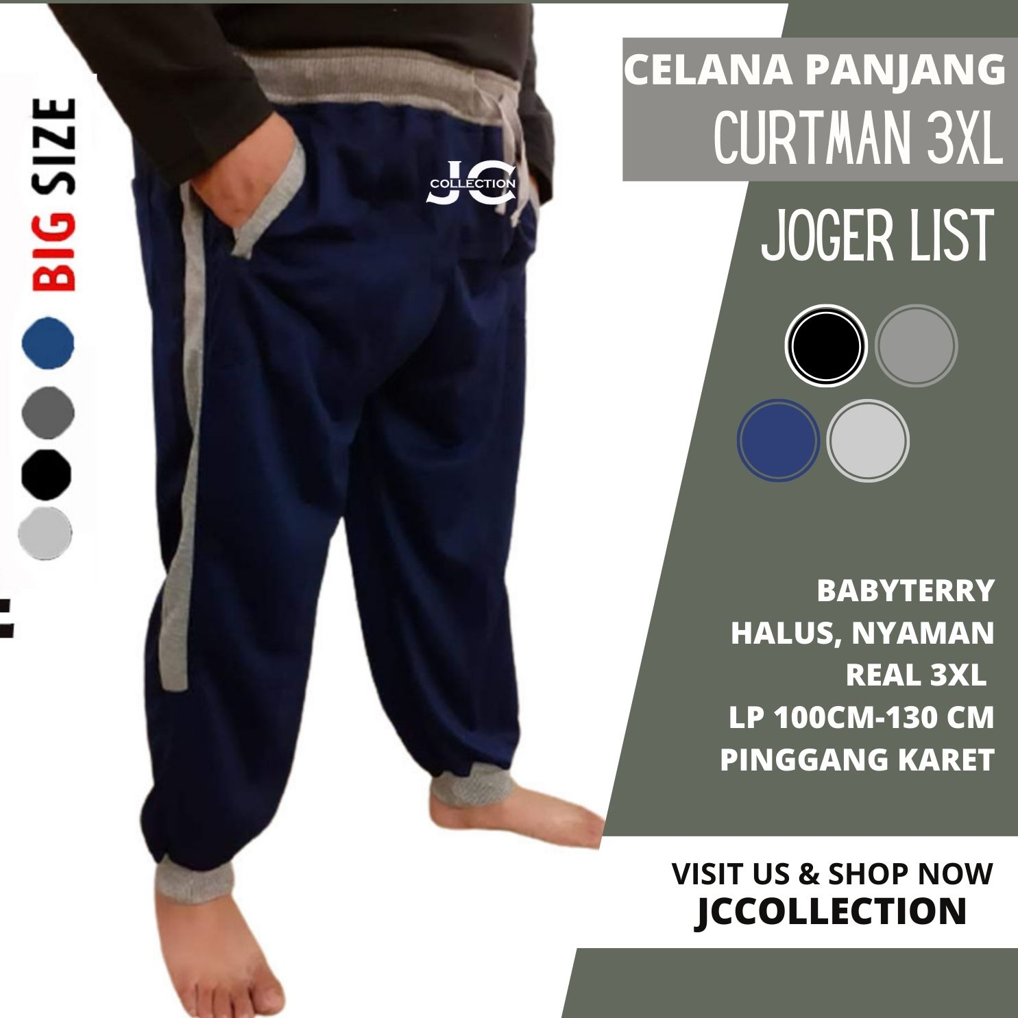 Celana Panjang Pria Jumbo /Celana  Jogger Panjang Pria 3XL Big Size Curtman  - JCCollections