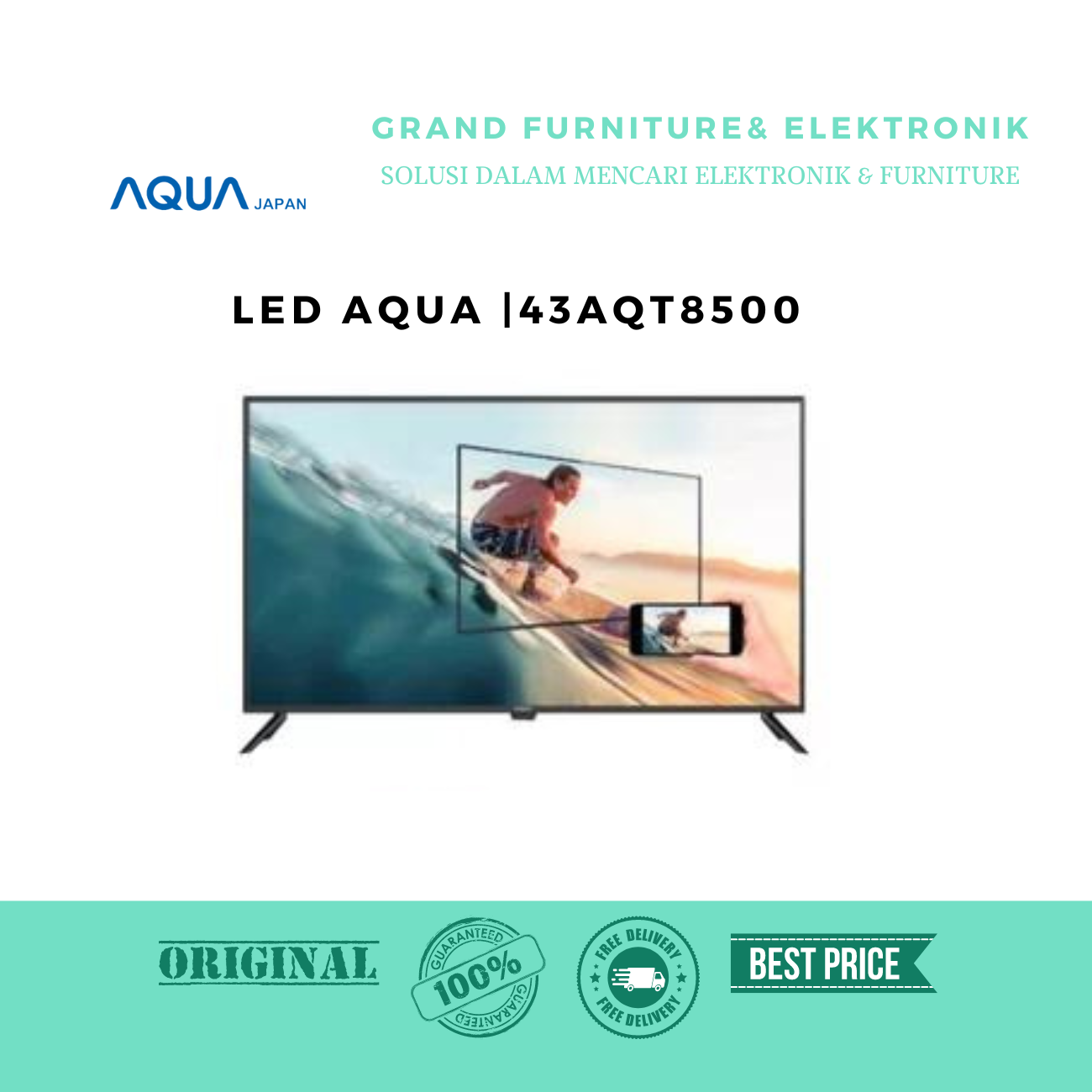 TV LED AQUA 43 INCH | 43AQT8500 | TV DIGITAL | FREE ONGKIR SERANG KOTA