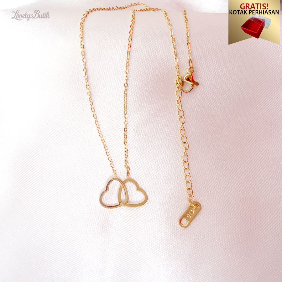 Kalung Titanium Wanita Anti Karat Korean Style Model Love Terbaru Adjustable 4gnes BONUS kOTAK - Lovelybutik