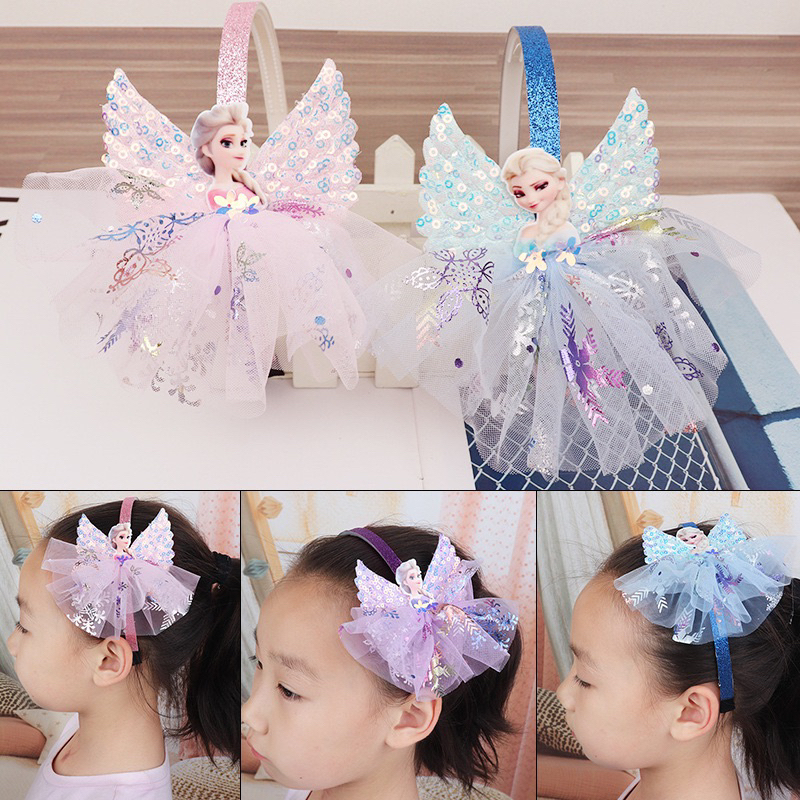 Delunashop Bando Anak Bando motif princess Frozen 3D Import bandana Glitter frozen rendo