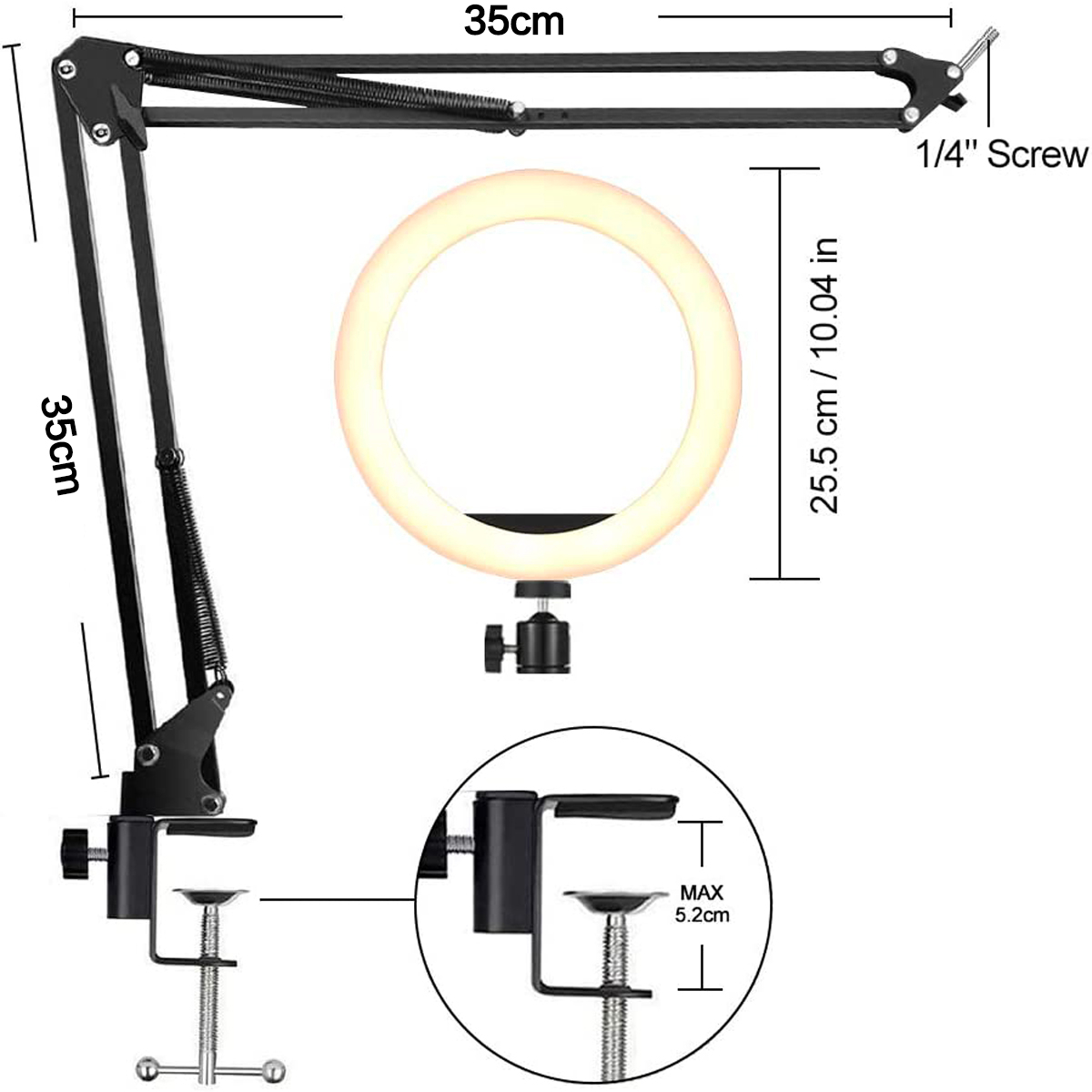 Smartphone Tripod Overhead+Ring Light Selfie Meja  Kamera Handphone Holder HP Video Boom Arm Cantilever Stand Phone holder