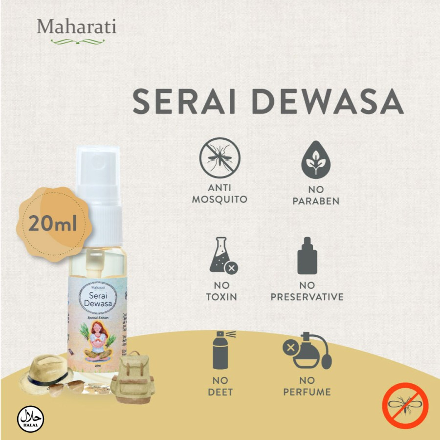 MAHARATI SERAI DEWASA Anti Gigitan Nyamuk dan Serangga Alami 20ML 40ML