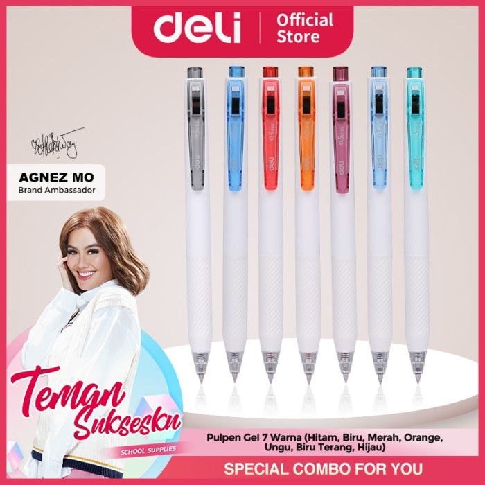 

[DELI X AGNEZ MO] Deli Color Gel Pen / Pulpen Gel Warna 0.5mm Nyaman Digenggam EG22