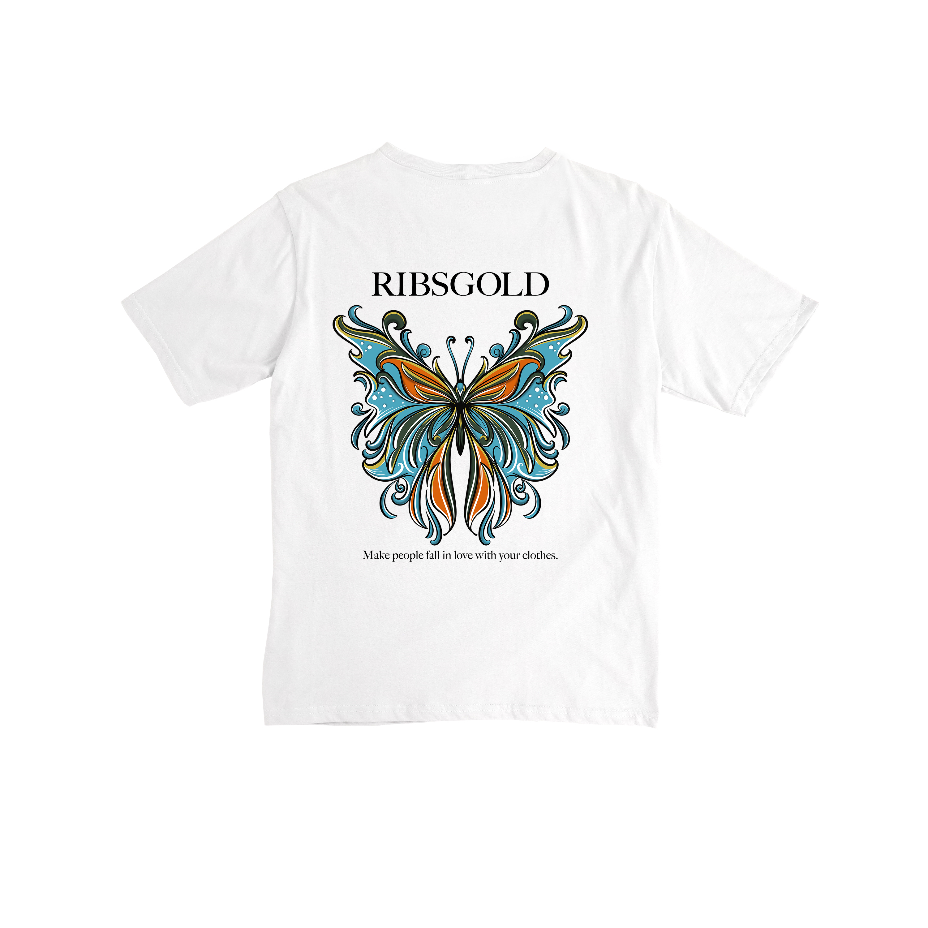 Ribsgold T Shirt Magic Butterfly Kaos Tshirt T-shirt Distro Lengan Pendek Katun Putih