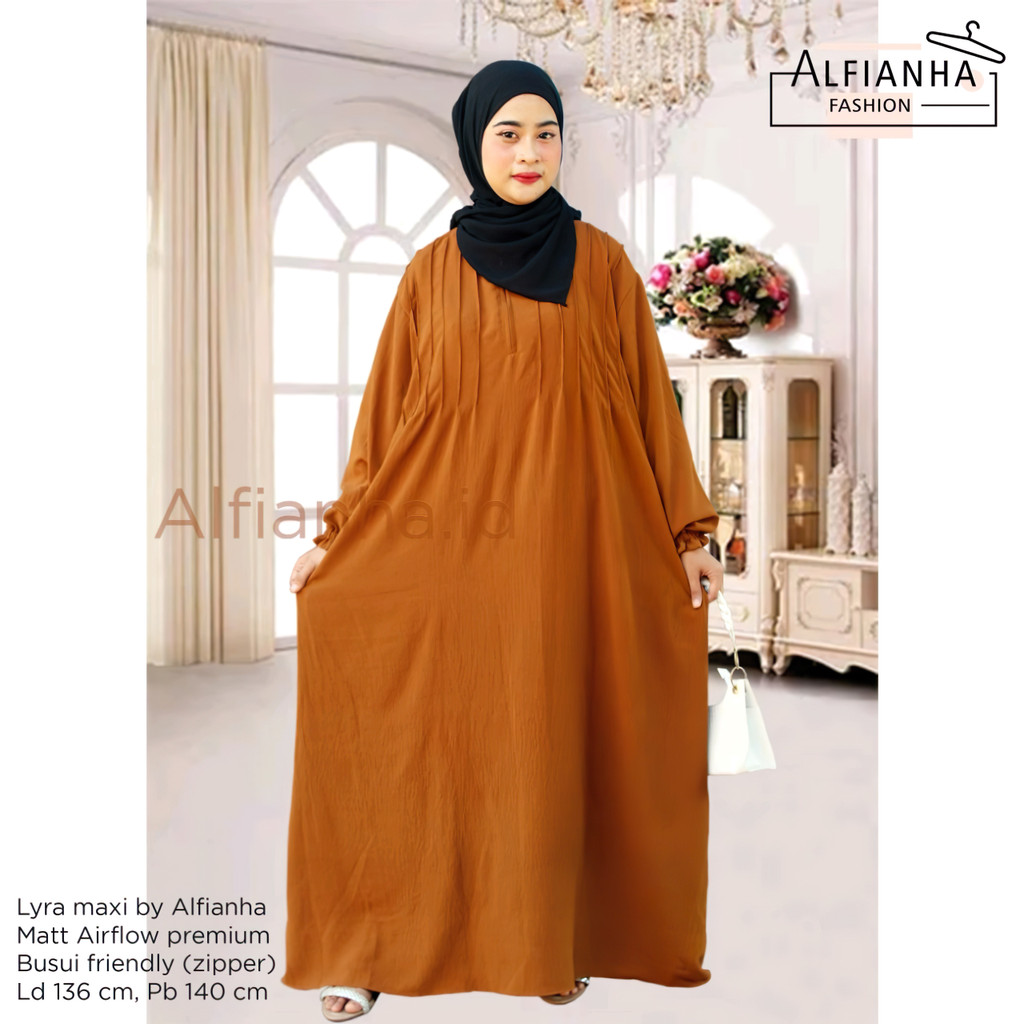 Gamis jumbo wanita ld 136 lyra busui zipper cringkle airflow premium