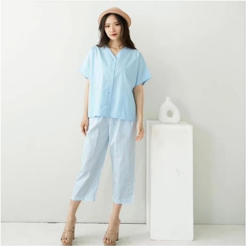 ONE SET KATUN PREMIUM BAJU SETELAN WANITA ATASAN POLOS