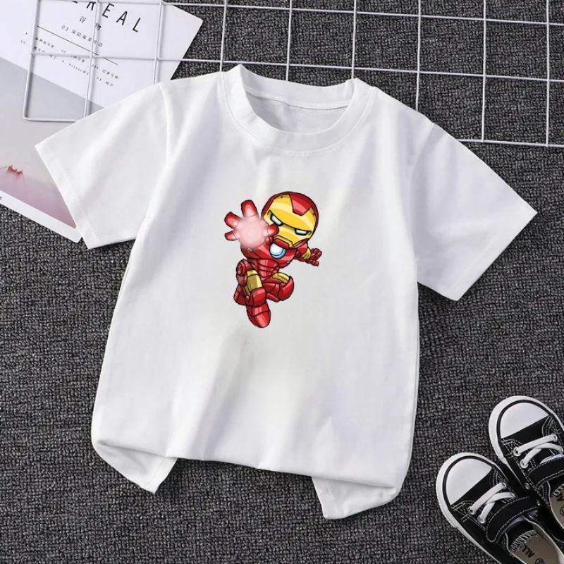 Baju Anak Unisex Ironman Kaos Anak Lengan Pendek Baju Atasan Oblong Anak 2-16Th Cod