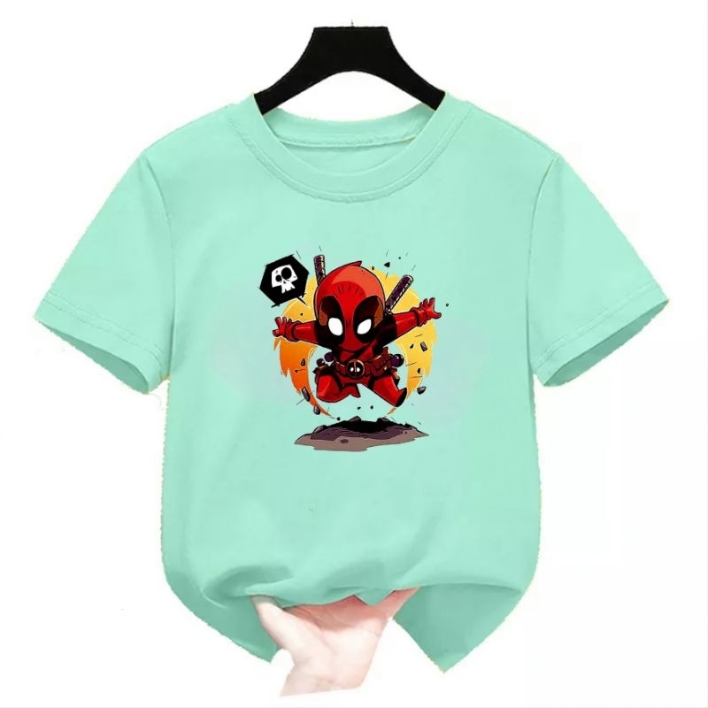 Kaos Anak Unisex Deadpool Baju Oblong Anak Lengan Pendek Baju Atasan Anak 2-16Th Cod