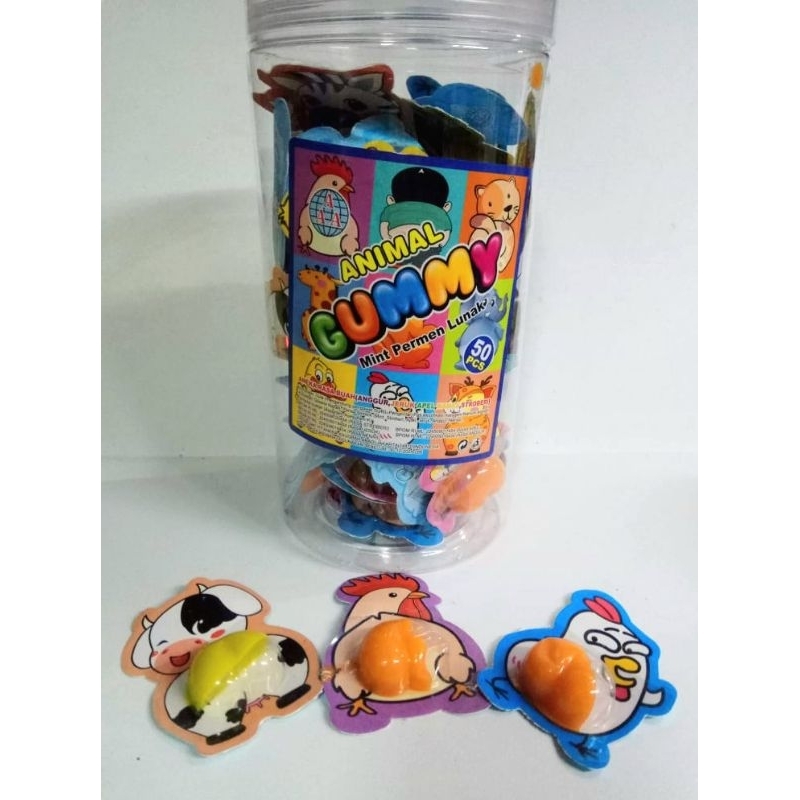 

Permen Cemilan Snack Gummy Yupi Pantat Bokong Animal Binatang Mainan Anak Murah (isi 50 pcs)