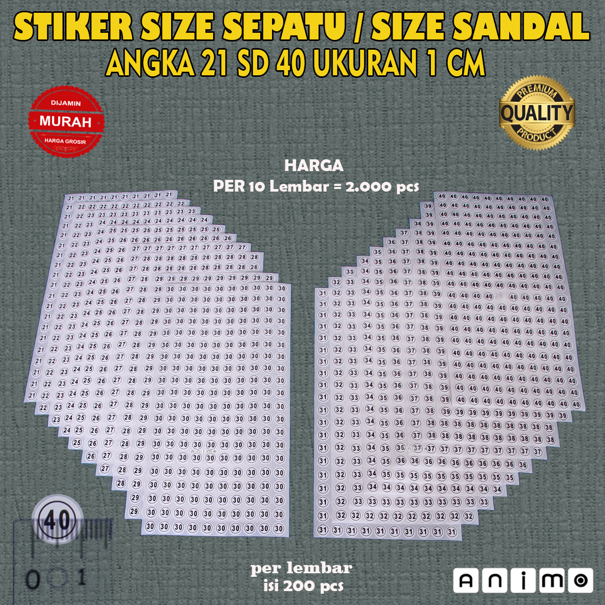 LABEL - STIKER SIZE SEPATU - SIZE SANDAL - SIZE IKAT PINGGANG