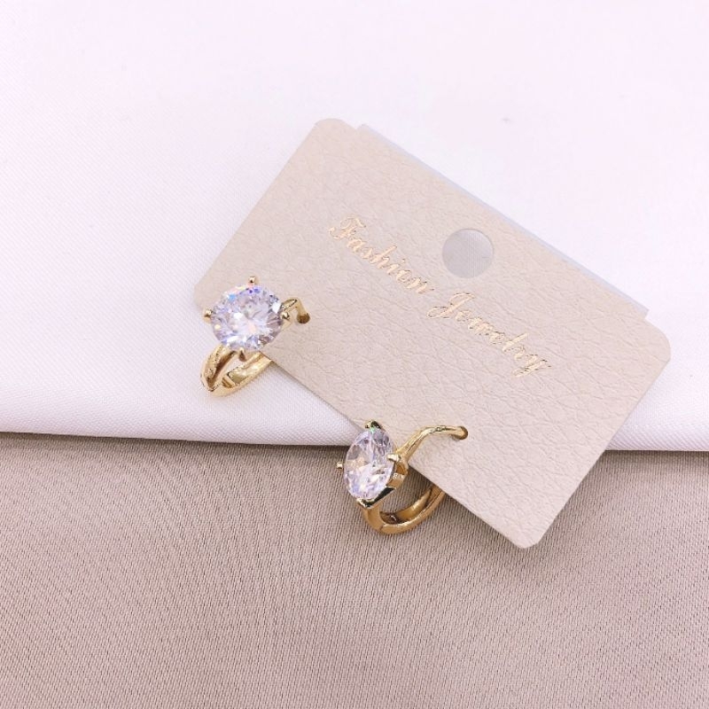 Anting Titanium Asli kilau mirip emas asli Premium Anti Karat Anti Alergi Earring Stainless Steel 992